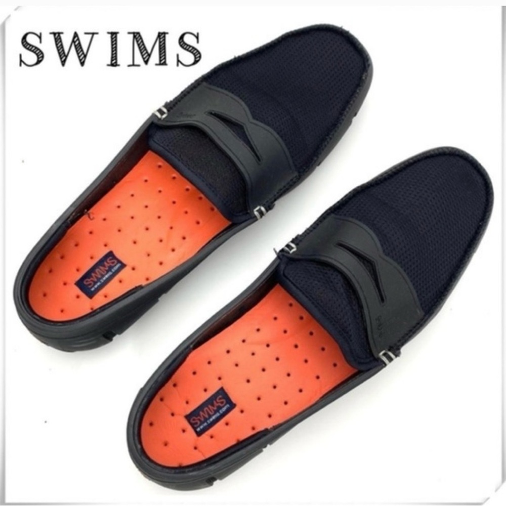 SWIMS Men's Black and Orange Swims Penny Loafers size 12